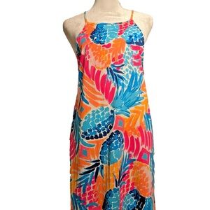 Lilly Pulitzer Pineapple Margot Halter Swing Dress Beach Women — M Pima Tassel